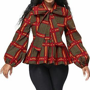 Shenbolen | Red Ankara African Peplem Top
